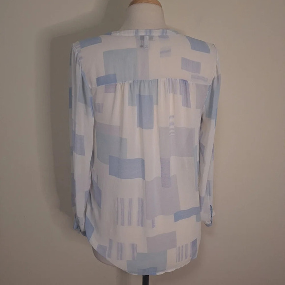 Joie "Gudelia B" Print Silk Top Porcelain-Oasis Color Size S - Picture 7 of 11